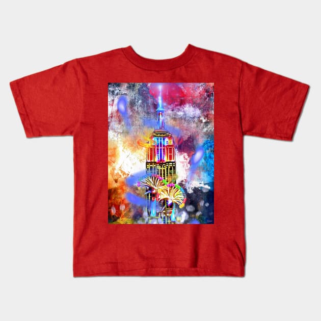 Empire State Building Painted Kids T-Shirt by danieljanda